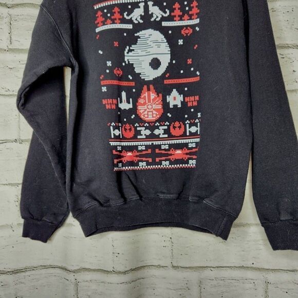Men's Hanes Black Red Star Wars' Themed Pixel Sweatshirt Size S (34-36) - Picture 6 of 9